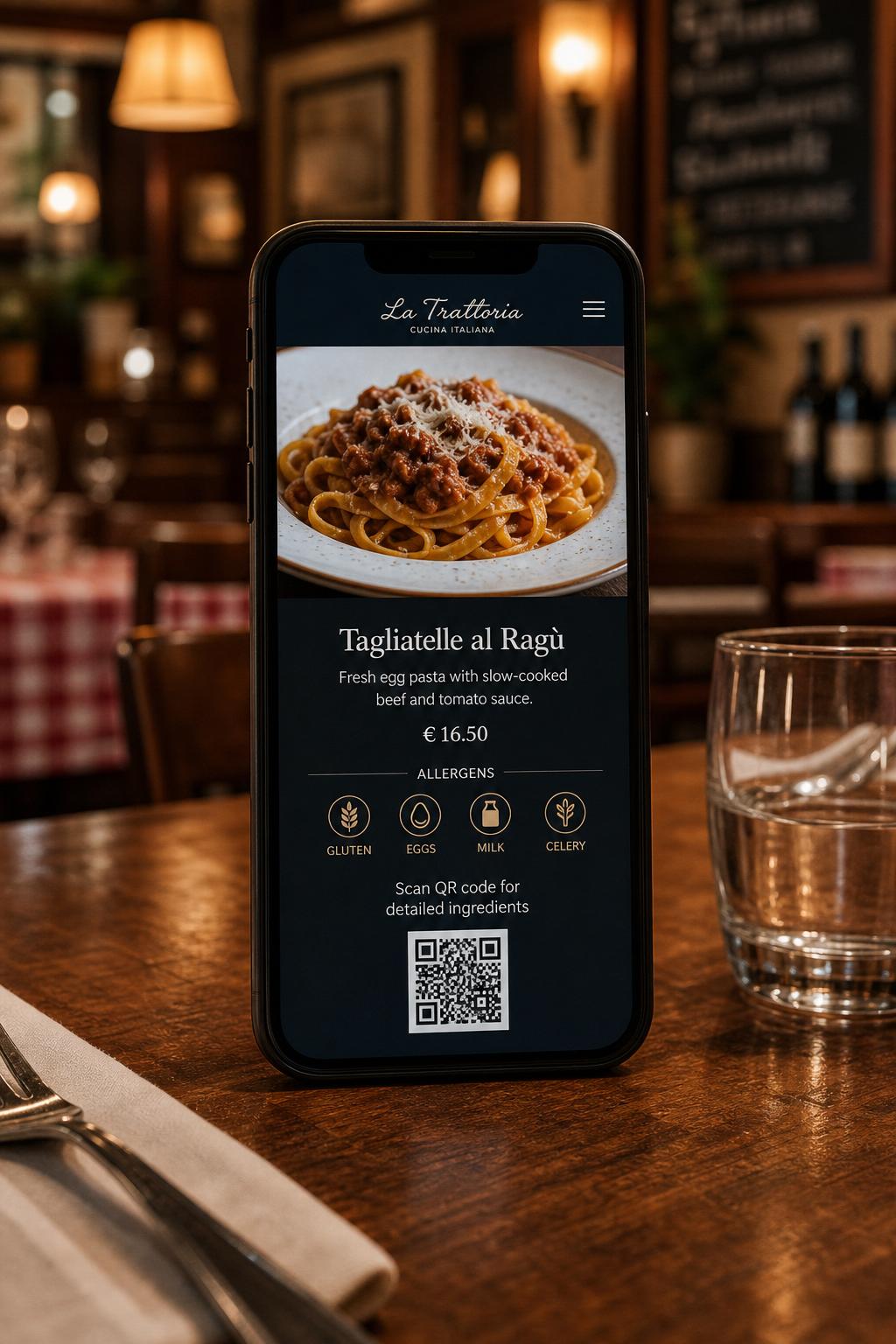 Menù digitale interattivo su smartphone
